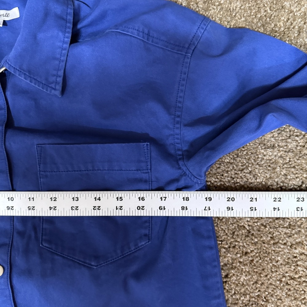 Madewell Shirt Dress Womens Small Royal Blue Cotton Preppy Side Slits Button Up - Picture 10 of 13